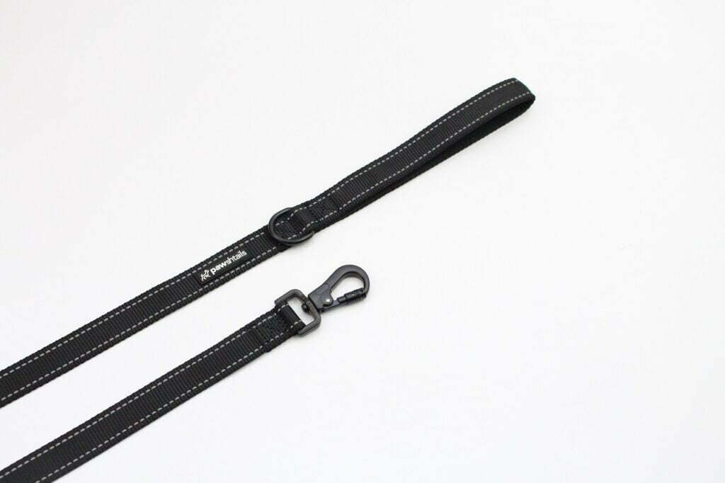 Black Functional Dog Lead Reflective Stitching High Quality Dog Gear