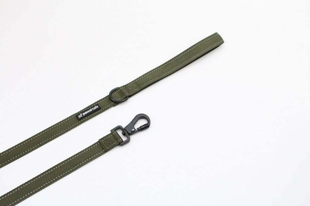 Khaki Functional Dog Lead Reflective Stitching High Quality Dog Gear