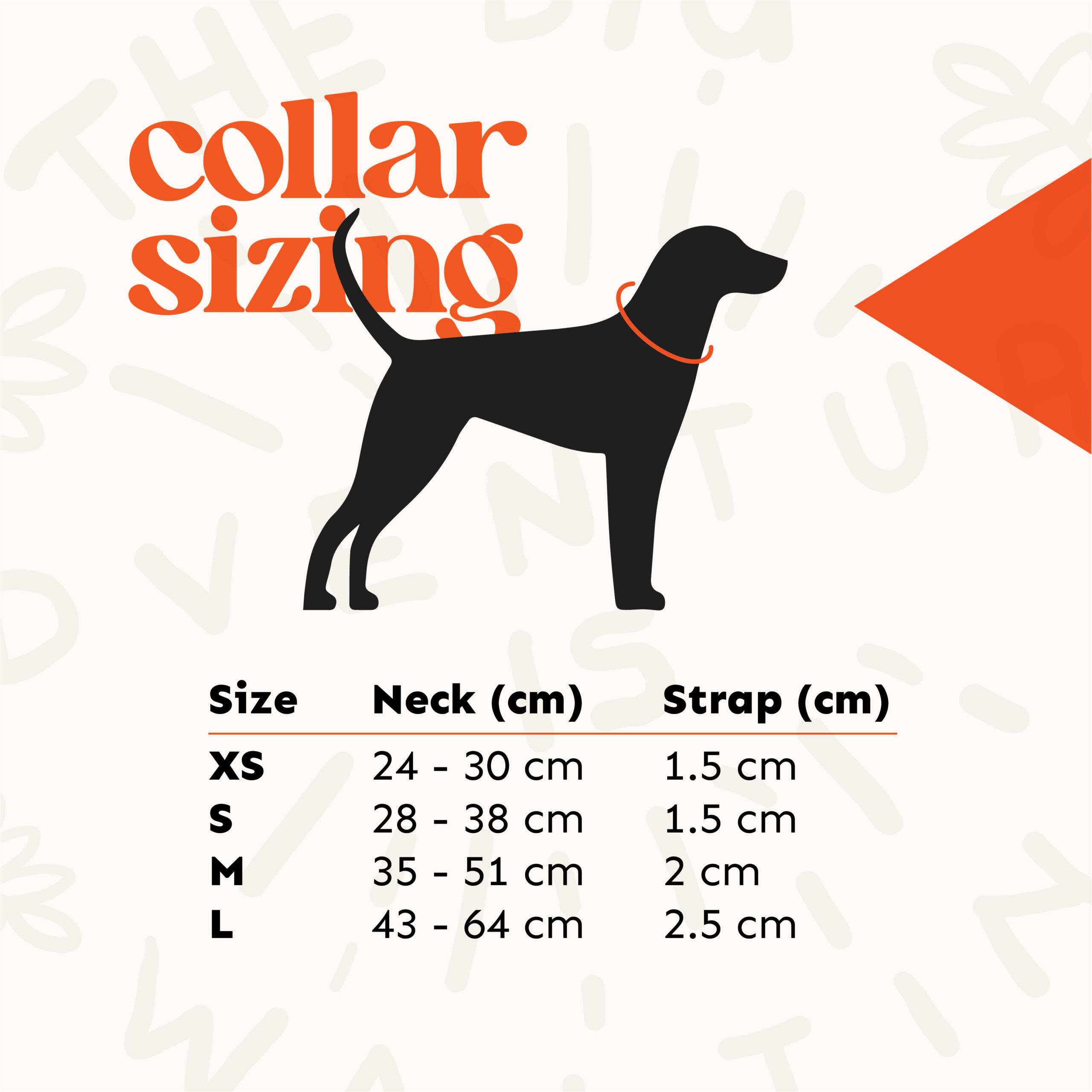 Collar sizing chart.
